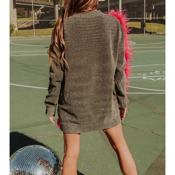 Queen of sparkles diagonal feather sweater dress sz XS - Picture 2 of 6